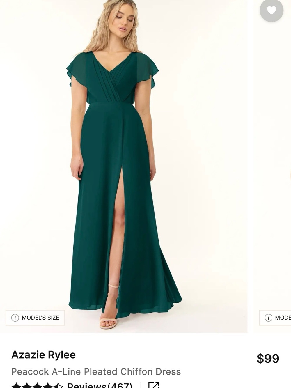 Azazie Peacock V-Neck A-Line Maxi Dress